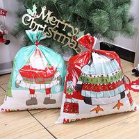 Sattiyrch Christmas Santa Reindeer Penguin Sack Gift Bags Plastic, Extra Large Size Bag Holiday Decoration 28.7" x24.4",4 Pack