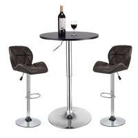 YOURLITEAMZ Bar Table Set of 3 - Adjustable Round Table and 2 Swivel Pub Stools for Home Kitchen Bistro, Bars Wine Cabinets (Set 6)