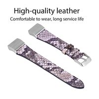 Zerone Leather Replacement Bands Smart Watchband Strap Bracelet Wristband for Fitbit Charge 2 for Fitness Women Men (Snake Skin Black)