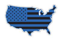 BOLDERGRAPHX 6125 BLUE on Black American Flag on US Map vinyl decal for bumpers, windows, laptops or any smooth surface