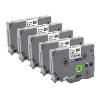 5-Pack Replace Brother P Touch Label Tape TZe-131 TZe131 TZ131,TZ TZe 12mm 0.47 Inch Laminated Clear Tape,Black on Clear 8mm 26.2 Feet,Compatible for Brother P-Touch PTD400 PTD210 PTH110 Label Maker
