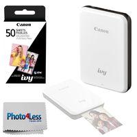 Canon Ivy Mini Mobile Photo Printer (Slate Gray) - Zink Zero Ink Printing Technology - Wireless/Bluetooth + Canon 2 x 3 Zink Photo Paper Pack (50 Sheets) + Photo4Less Cleaning Cloth - Deluxe Bundle