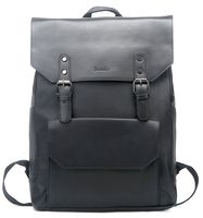 Zebella Faux Leather Backpack Vintage Leather Black Backpack Vegan Travel College Bookbag for Women and Men