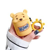 UR Sunshine AirPods Case, Super Cute Cup-Hiding Cartoon Character Shape Case Cover, Fun Soft TPU Silicone Protective Skin for Apple AirPods-Yellow Bear