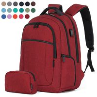 Laptop Backpack College Computer Travel Backpack with USB Charging for Women Men Boys Girls, 17+Colors for Choice Anti Theft Water Resistant Travel Backpack Bonus Packet Bag,Red