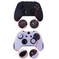 Pandaren Soft Silicone Thicker Skin Cover for Xbox One Controller Set (Skin X 2 + Thumb Grip X 4)(Black,White)