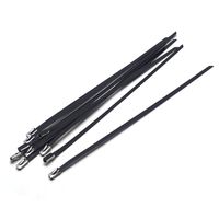 Antrader 9.8" Stainless Steel Cable Ties, 10pcs Self Locking Cord Management Straps, PVC Spray Coating, Black