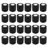 Eyourlife 24 Pack Self Adherent Non Woven Cohesive Tape, Strong Sports Tape Tattoo Sensor Wrap Grip Cover Breathable, 2-inch x 5-Yards, Black
