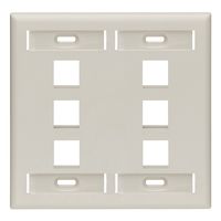 Leviton 42080-6TP 6-Port Dual Gang QuickPort Wallplate with ID Windows, Light Almond
