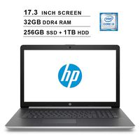 2019 Newest HP Premium Pavilion 17.3 Inch HD Laptop (Intel Core i3-8130U up to 3.4 GHz, 32GB DDR4 RAM, 256GB SSD (Boot) + 1TB HDD, Intel UHD 620, DVD, WiFi, Bluetooth, HDMI, Windows 10) (Renewed)
