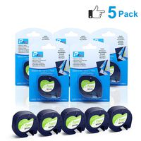 5 Pack Replace DYMO LetraTag Refills, Self-Adhesive Paper 12mm Black Print on White Labeling Tape to use with DYMO LetraTag LT-100H Plus, LT-100T, LT 100H Label Maker, 1/2 Inch x 13 ft Roll