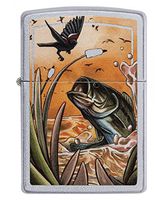 Zippo Bass & Bird Satin Chrome Pocket Lighter