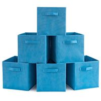 EZOWare Set of 6 Basket Bins Collapsible Storage Organizer Boxes Cube for Nursery Home (Niagara Blue)