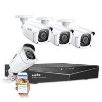 SANNCE 8CH 1080N Security Camera System and (4) 1080P Night Vision Surveillance Cameras with IP66 Weatherproof, P2P Technology, QR Code Scan Remote Access - NO HDD