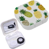 Portable Contact Lens Case Box Travel Kit Mirror + Bottle + Tweezers Container Holder [ Ananas ]