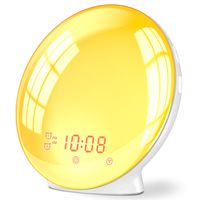 Wake Up Light Alarm Clock, Burbupps Kids Night Light Compatible with Alexa & Google Home, 7 Colored Sunrise Simulation and Sunset Fading, Dual Alarm Clock with FM Radio, USB Charge Port
