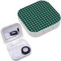Portable Contact Lens Case Box Travel Kit Mirror + Bottle + Tweezers Container Holder [ Small Scale Geometric ]