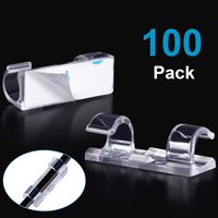 Blulu 100 Pieces Mini Outdoor Cable Clips Light Clips Decoration Clips Self Adhesive Hooks for Christmas and Fairy Light (Clear)