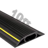 Electriduct High Visibility Plastic Flexible Floor Cord Cover 3 Channel and Wire Concealer - Includes Double Sided Tape - 10 Feet - Black with Yellow Stripe