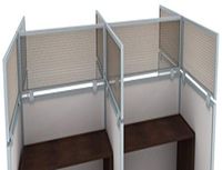 12" Polycarbonate Cubicle Mounted Privacy Panel with Small Brackets, 12" X 42", Smoke/Aluminum