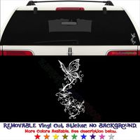 GottaLoveStickerz Butterfly Flowers Vine Removable Vinyl Decal Sticker for Laptop Tablet Helmet Windows Wall Decor Car Truck Motorcycle - Size (12 Inch / 30 cm Tall) - Color (Matte Black)