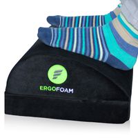 ErgoFoam Adjustable Desk Foot Rest for Added Height | Orthopedic Teardrop Design | Large Premium Under Desk Footrest | Most Comfortable Foot Rest Under Desk for Lumbar, Back, Knee Pain (Black)