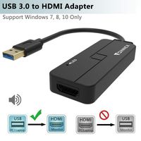 USB to HDMI Adapter Only Support Windows 10/8.1/8/7(NO XP/Vista/Mac OS),USB 3.0 to HDMI Converter/Connector with Audio Video HD 1080P for Surface Pro,PC,Laptop,Computer to TV,Monitor,Projector