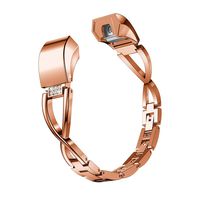 Ginamart For Fitbit Alta HR and Alta Bands Small Large, Jewelry Metal Replacement Band Accessory Strap Bracelet Bangle Wristband Rose Gold Silver Gold Black (Rose Gold)