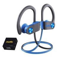 Wireless Headphones, Moffo IPX7 HiFi Bass Stereo in Ear Sport Sweatproof Earbuds Noise Cancelling Headset with Built-in Mic for Sport Gym Running Workout 8 Hrs (Grey&Blue)