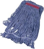 AmazonBasics Loop-End Synthetic Commercial String Mop Head, 1.25 Inch Headband, Large, Blue, 6-Pack