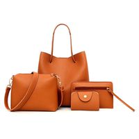 Clearance!4Pcs Women Bags,Todaies Women Pattern Leather Handbag+Crossbody Bag+Messenger Bag+Card Package Pink,Brown,Black,Gray,Red 2018 (4PCS, Brown)