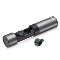 TOPINNO True Wireless Mini Earbuds, Bluetooth V5.0 Stereo Sound Waterproof Sport Headphones with Noise Cancelling Built-in Mic and Charging Case for iPhone and Android Smart Phones (Space Gray)