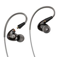 Tennmak Pro Dual Dynamic Driver Detachable Sport Earhook Detachable in Ear Earphones, MMCX Earphone with 4 Drivers (Black MIC)