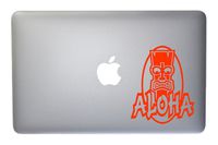 Hawaiian Aloha Tribal Totem Mask Vinyl Decal for MacBook, Laptop or Other Device 5 Inch (Orange)