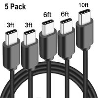 Tonpvou USB C Cable,5Pack (3/3/6/6/10ft) USB 2.0 3.0 A to Type C Date Line with S10 S9 S8 Plus Note 10 9 8,Moto Z Z3,LG V50 G8,Other Type C Devices(Black)
