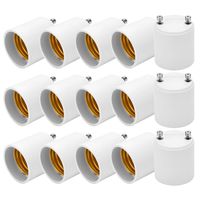 JACKYLED GU24 to E26 E27 Adapter 15-pack Heat Resistant Up to 200℃ Fire Resistant Converts GU24 Pin Base Fixture to E26 E27 Standard Screw-in Socket