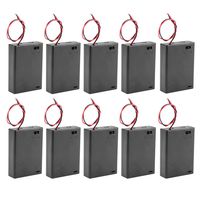 uxcell 10 Pcs 4.5V Battery Case Storage Box 3 x 1.5V AA Batteries Wired ON/Off Switch w Cover