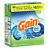 Gain Powder Laundry Detergent with Oxi Boost, ICY Fresh Fizz Scent, 63 Loads, 100oz