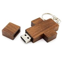Small Size Walnut Wood Cross Shape USB 2.0 Flash Drives Memory Stick Pen Thumb U Disk Pendrive for Laptops Notebook