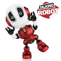 Betheaces Robots for Kids Talking Robot Interactive Toy Repeats Your Voice Travel Toys with Posable Metal Body and Flashing Lights Robot Gifts for Boys and Girls(Fire Red)