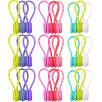Wallinton Magnetic 27Pcs/Set Reusable Silicone Twist Ties with Strong Magnet for Bundling Organizing Cable Cord Household Snake Clips (9 Colors)