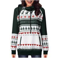 Dainzuy Womens Hoodies Ugly Christmas Reindeer Tree Polka Dot Bohemian Print Zip Hooded Pullover Sweatshirts Green