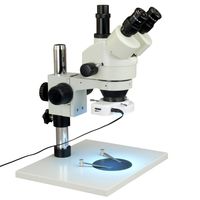 OMAX 7X-45X Zoom Trinocular Stereo Microscope + 144 LED Ring Light
