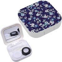 Portable Contact Lens Case Box Travel Kit Mirror + Bottle + Tweezers Container Holder [ Cute Flower ]