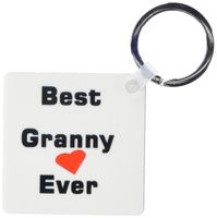 3dRose Best Granny Ever with Heart Image Key Chains, Set of 2 (kc_162446_1)