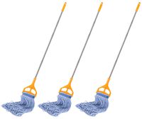 3 Pack Best Value 56-inch Quick Change Stainless Steel Mop Handles with 3 Loop-End Mop Heads for Home, Commercial and Industrial Use (56 inch)