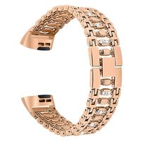 Homsta Stainless Steel Bands Compatible with Fitbit Charge 3 - Luxury Adjustable Watch Chain Strap Replacement Accessory Wristbands Bracelets for Women Girls