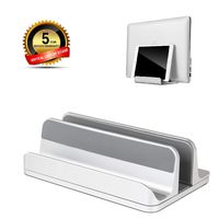 Vertical Laptop Stand - Adjustable Aluminum Desktop Stand for All MacBook, HP, Surface, Dell, Chromebook, Wireless Keyboard, Gaming Laptops (up to 17.3 inch), with iPad Holder, Silver