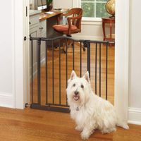 North States MyPet 38.25" Windsor Arch Gate: Heavy duty metal construction with triple lock technology. Pressure Mount. Fits 28.25"-38.25" wide (28.5" tall, Matte bronze)