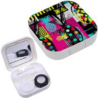 Portable Contact Lens Case Box Travel Kit Mirror + Bottle + Tweezers Container Holder [ Summer Endlesss ]
